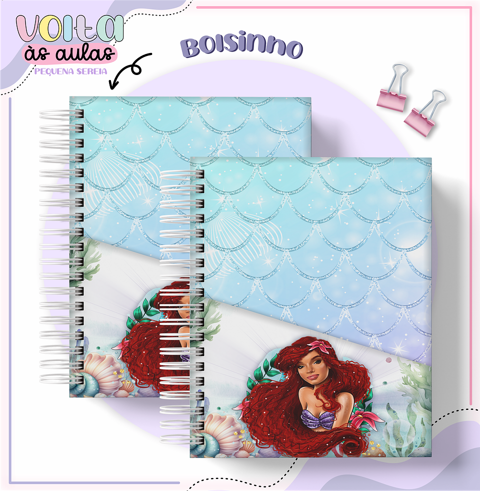 Arquivo encadernação kit escolar  Pequena Sereia -  LINA CRIATIVA 11