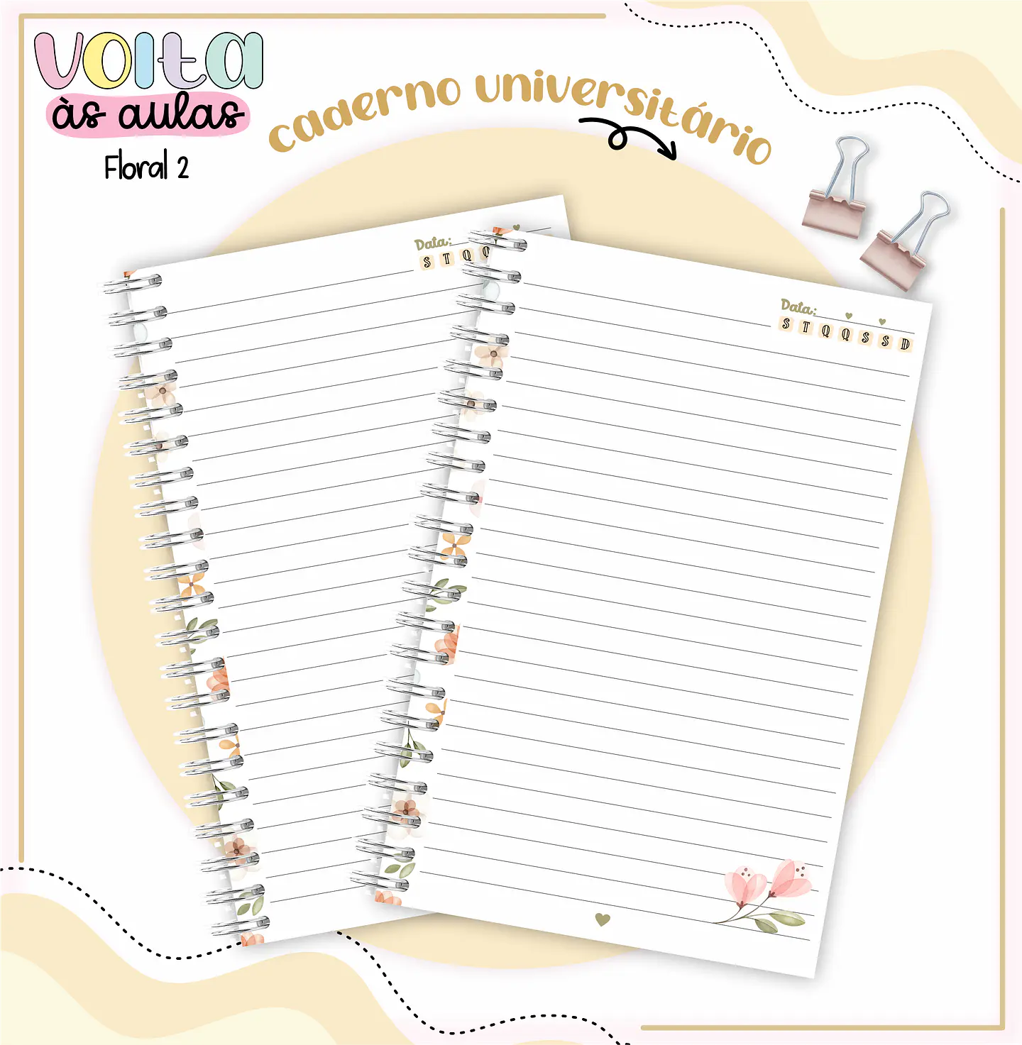Arquivo encadernação kit escolar Floral -  LINA CRIATIVA 3