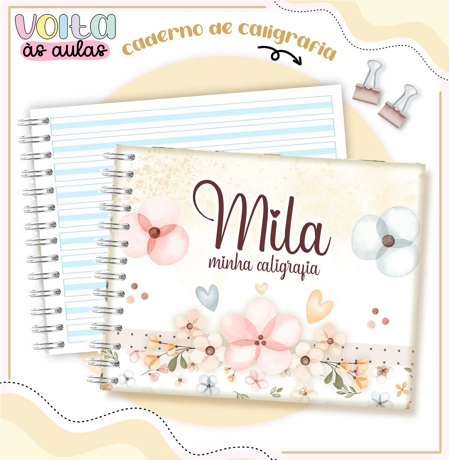 Arquivo encadernação kit escolar Floral -  LINA CRIATIVA 4