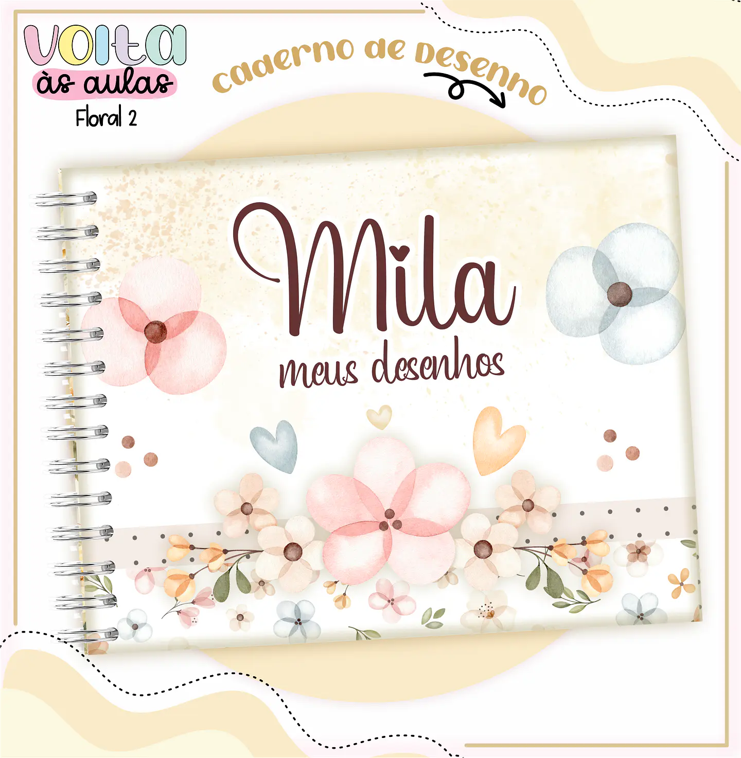 Arquivo encadernação kit escolar Floral -  LINA CRIATIVA 6