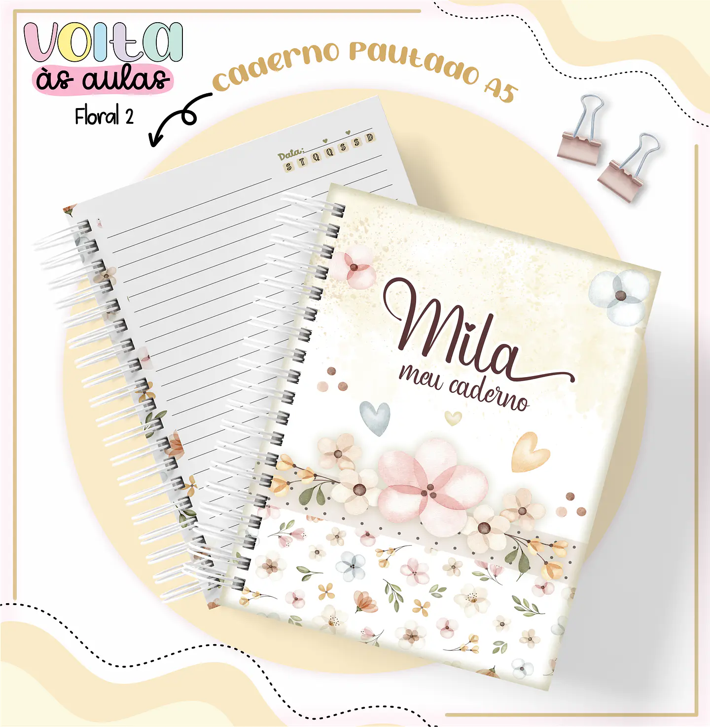 Arquivo encadernação kit escolar Floral -  LINA CRIATIVA 7