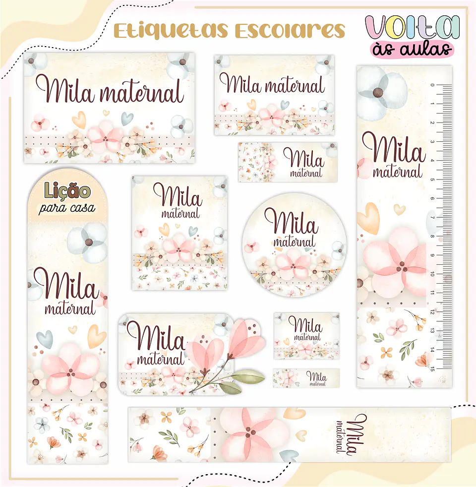 Arquivo encadernação kit escolar Floral -  LINA CRIATIVA 9