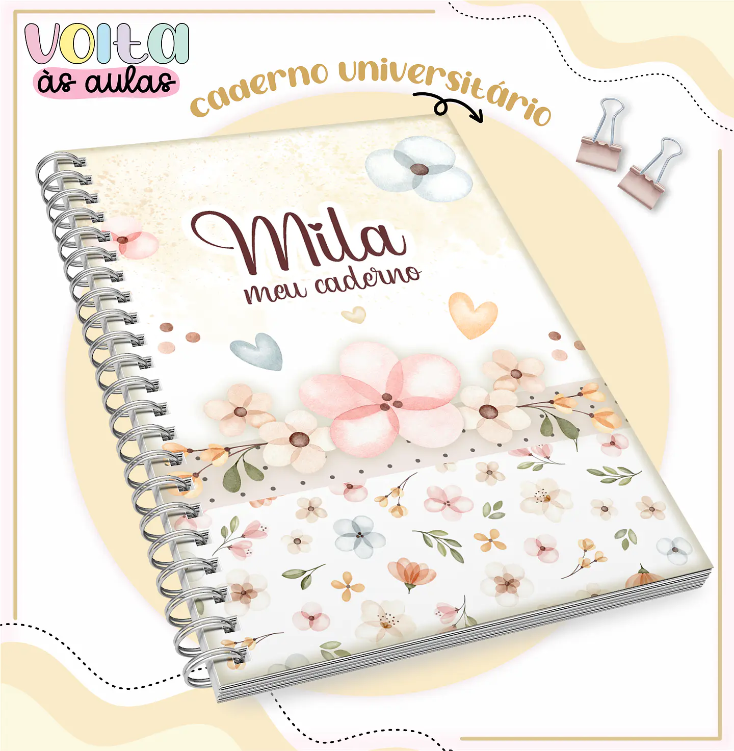 Arquivo encadernação kit escolar Floral -  LINA CRIATIVA 10
