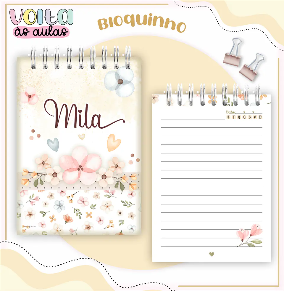 Arquivo encadernação kit escolar Floral -  LINA CRIATIVA 13