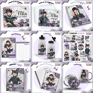 Arquivo encadernação kit escolar Wandinha -  LINA CRIATIVA