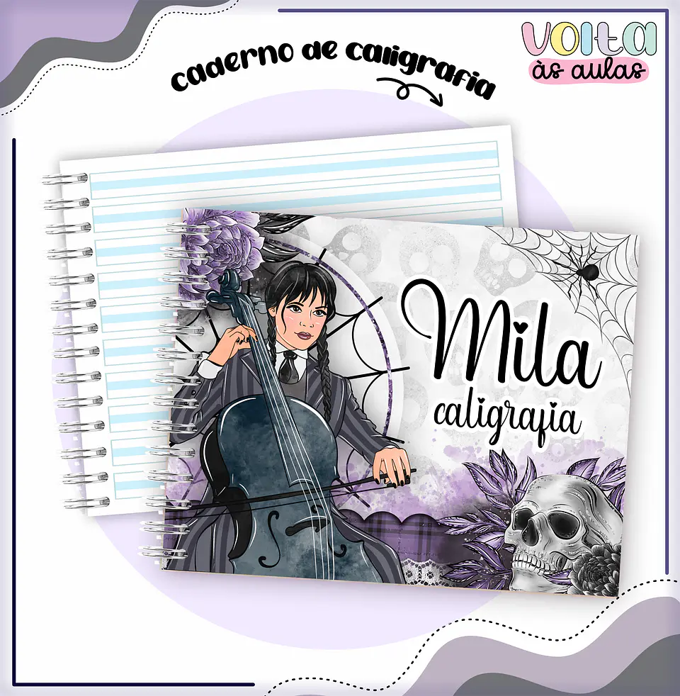 Arquivo encadernação kit escolar Wandinha -  LINA CRIATIVA 5