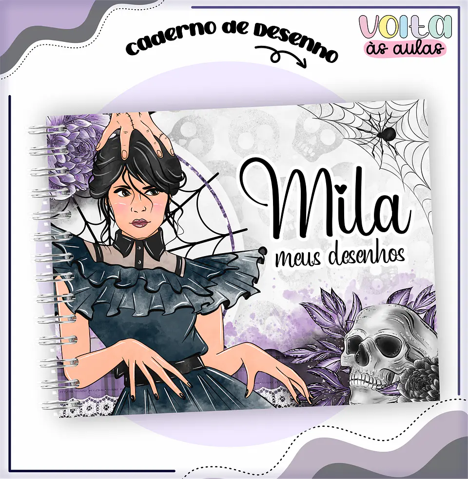 Arquivo encadernação kit escolar Wandinha -  LINA CRIATIVA 6