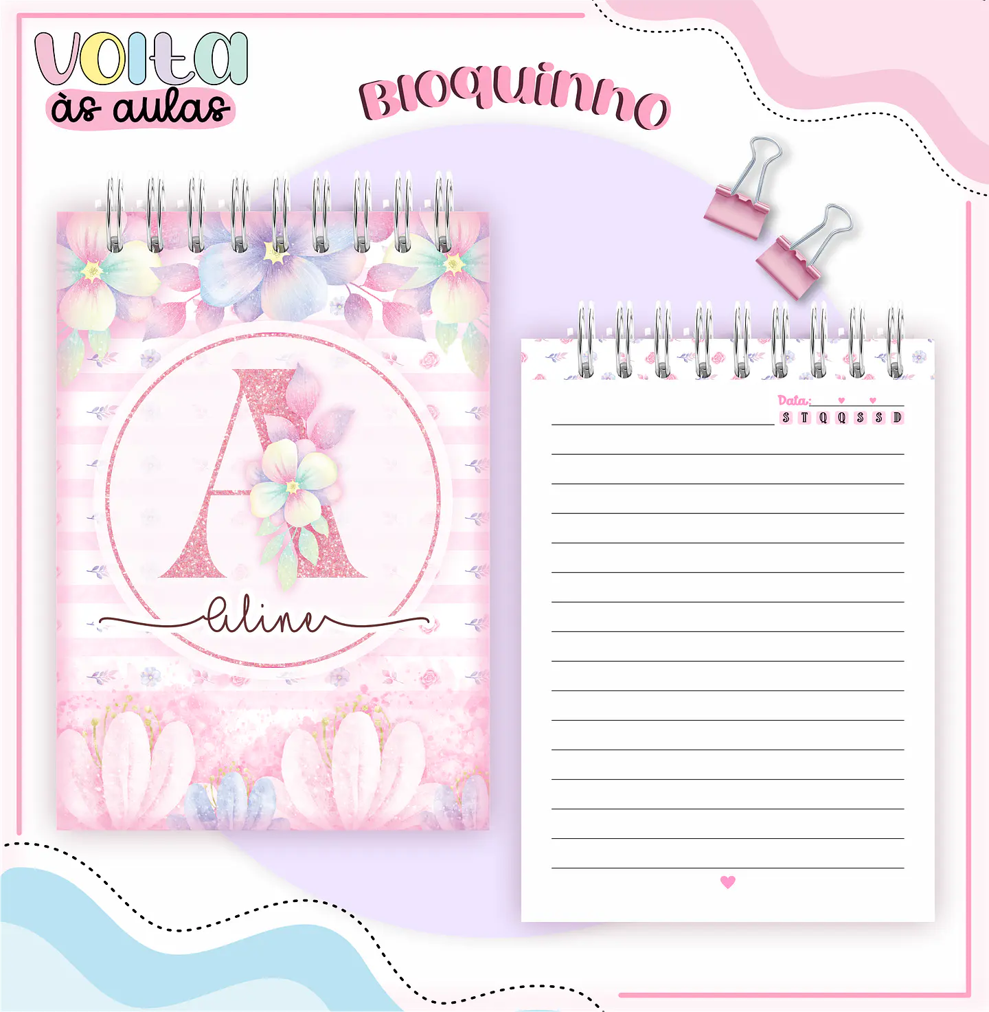 Arquivo encadernação kit escolar  Floral Alfabeto-  LINA CRIATIVA 3