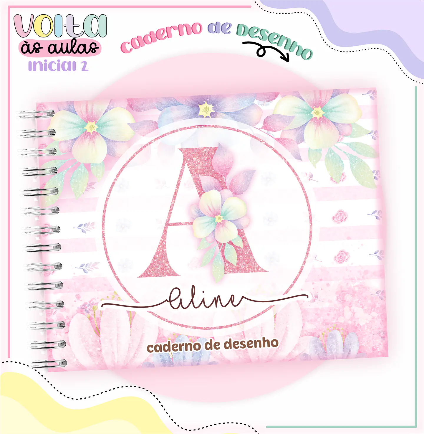 Arquivo encadernação kit escolar  Floral Alfabeto-  LINA CRIATIVA 7