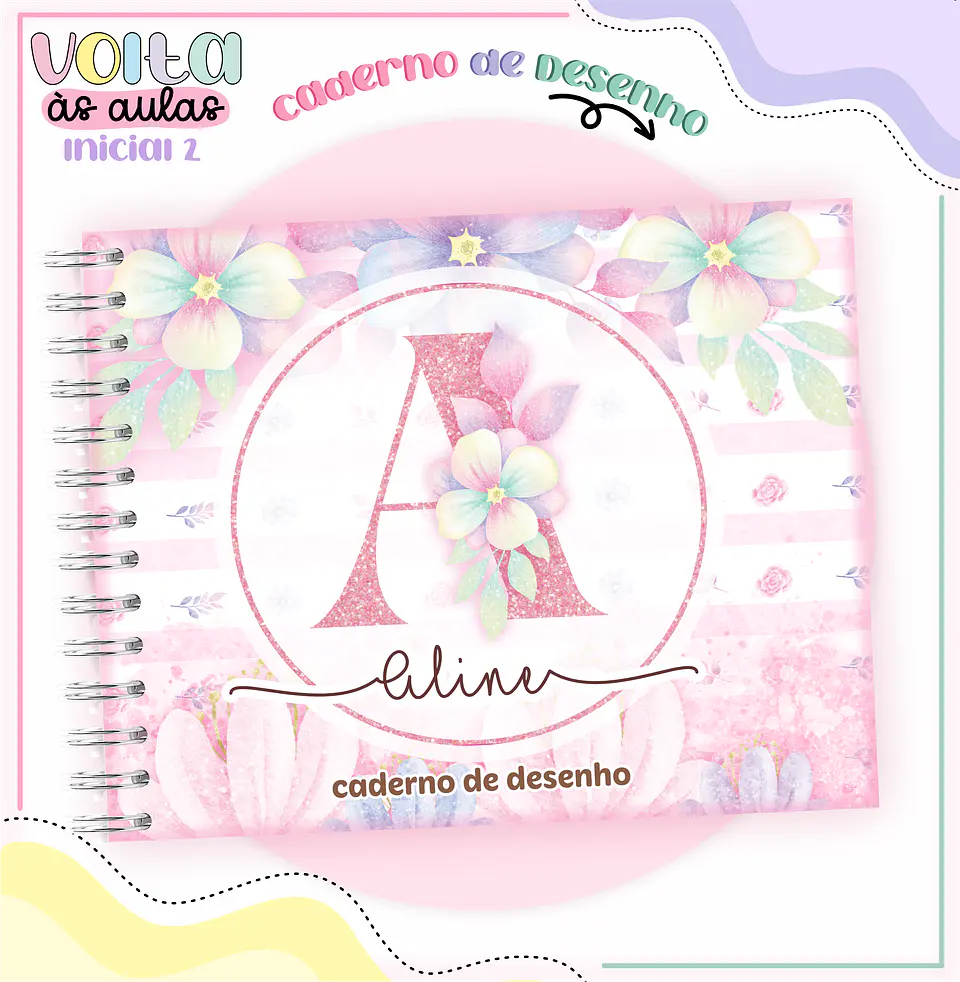 Arquivo encadernação kit escolar  Floral Alfabeto-  LINA CRIATIVA 7