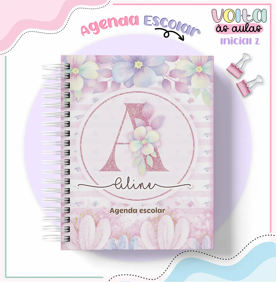 Arquivo encadernação kit escolar  Floral Alfabeto-  LINA CRIATIVA 10