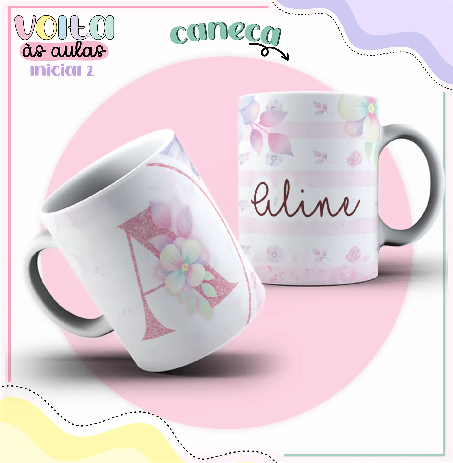 Arquivo encadernação kit escolar  Floral Alfabeto-  LINA CRIATIVA 13