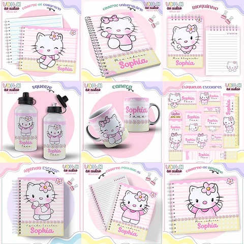 Arquivo encadernação kit escolar Hello Kit -  LINA CRIATIVA