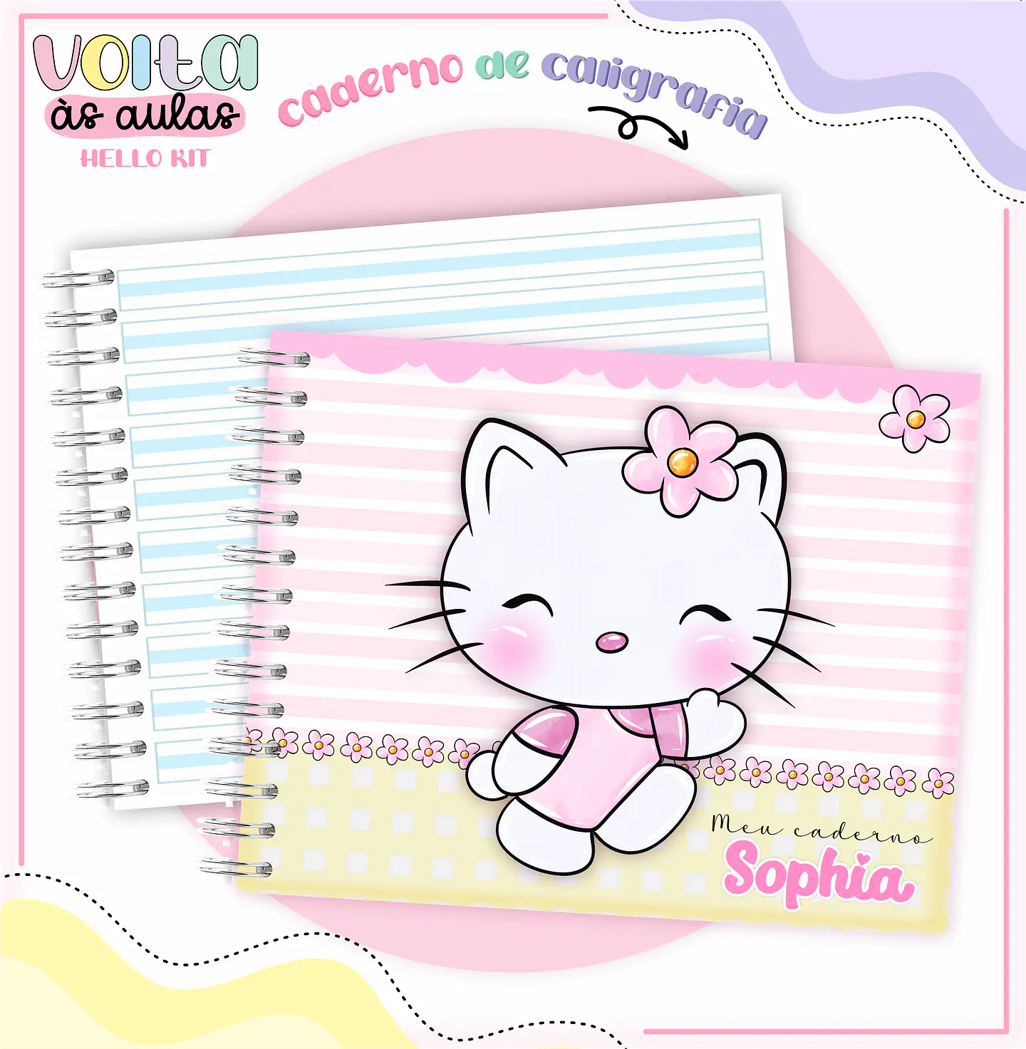 Arquivo encadernação kit escolar Hello Kit -  LINA CRIATIVA 2