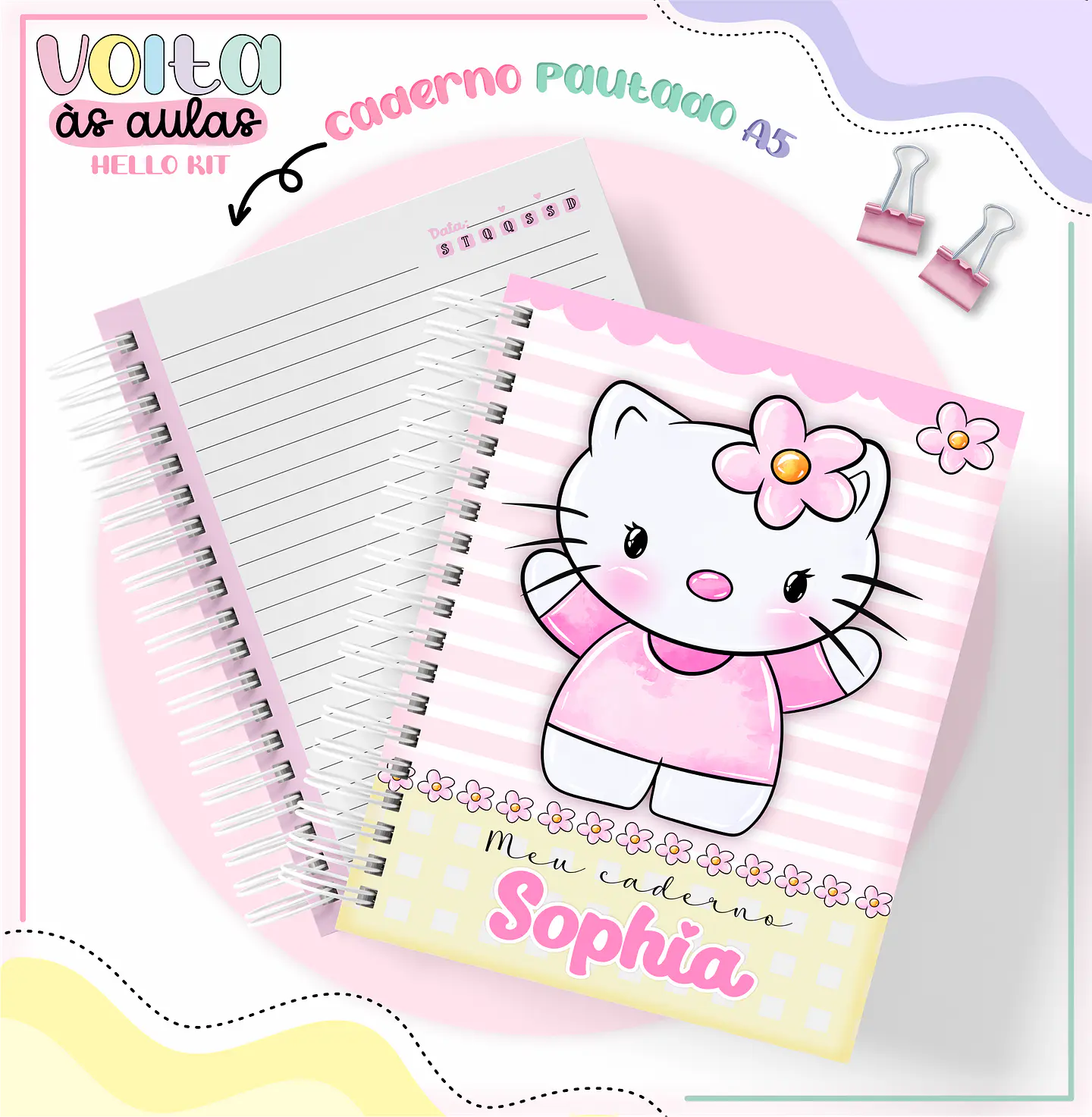 Arquivo encadernação kit escolar Hello Kit -  LINA CRIATIVA 5