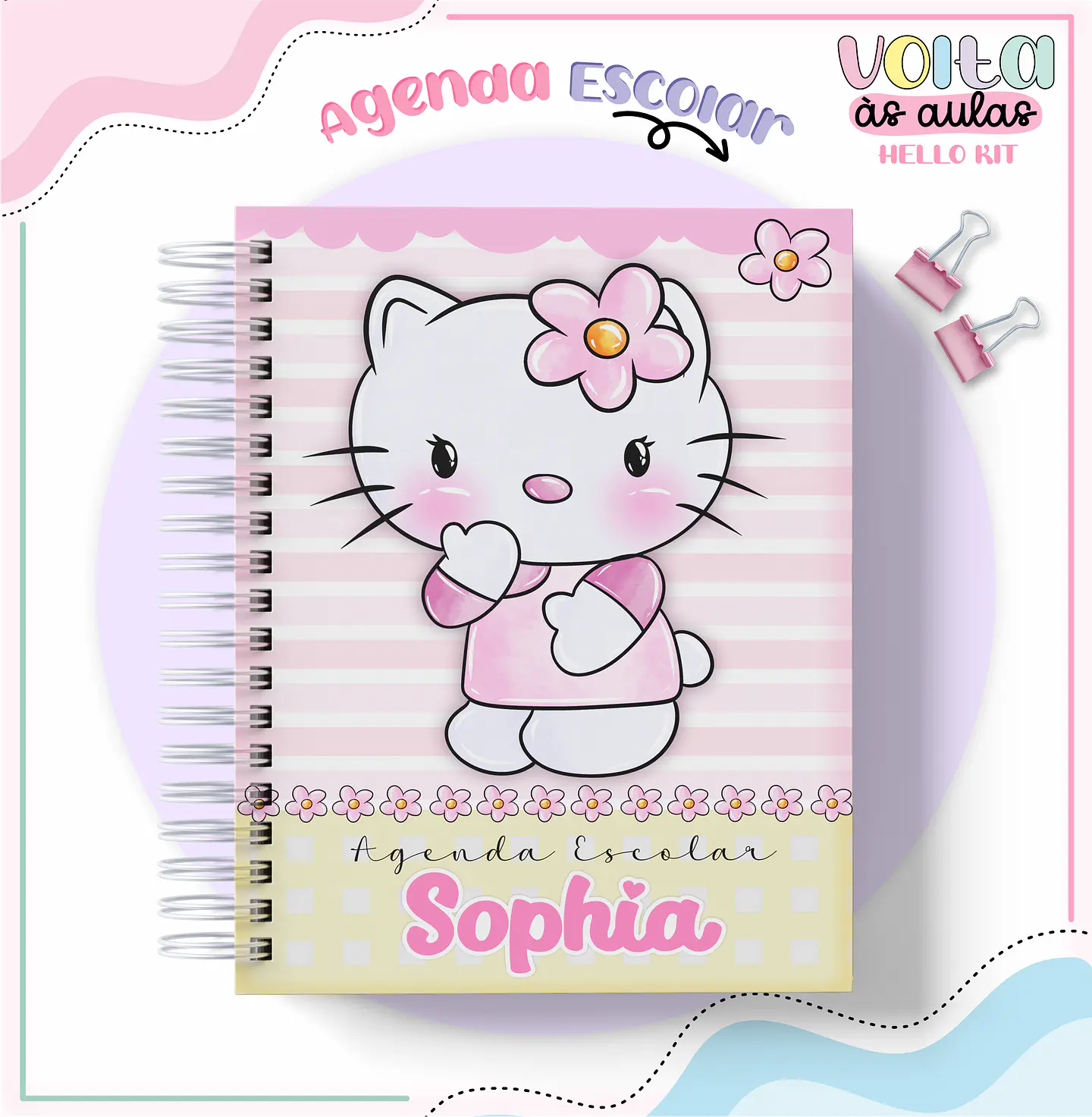 Arquivo encadernação kit escolar Hello Kit -  LINA CRIATIVA 6