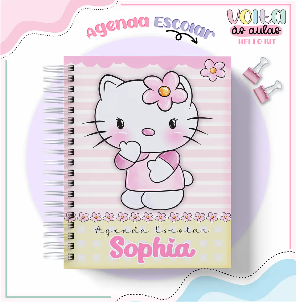 Arquivo encadernação kit escolar Hello Kit -  LINA CRIATIVA 6