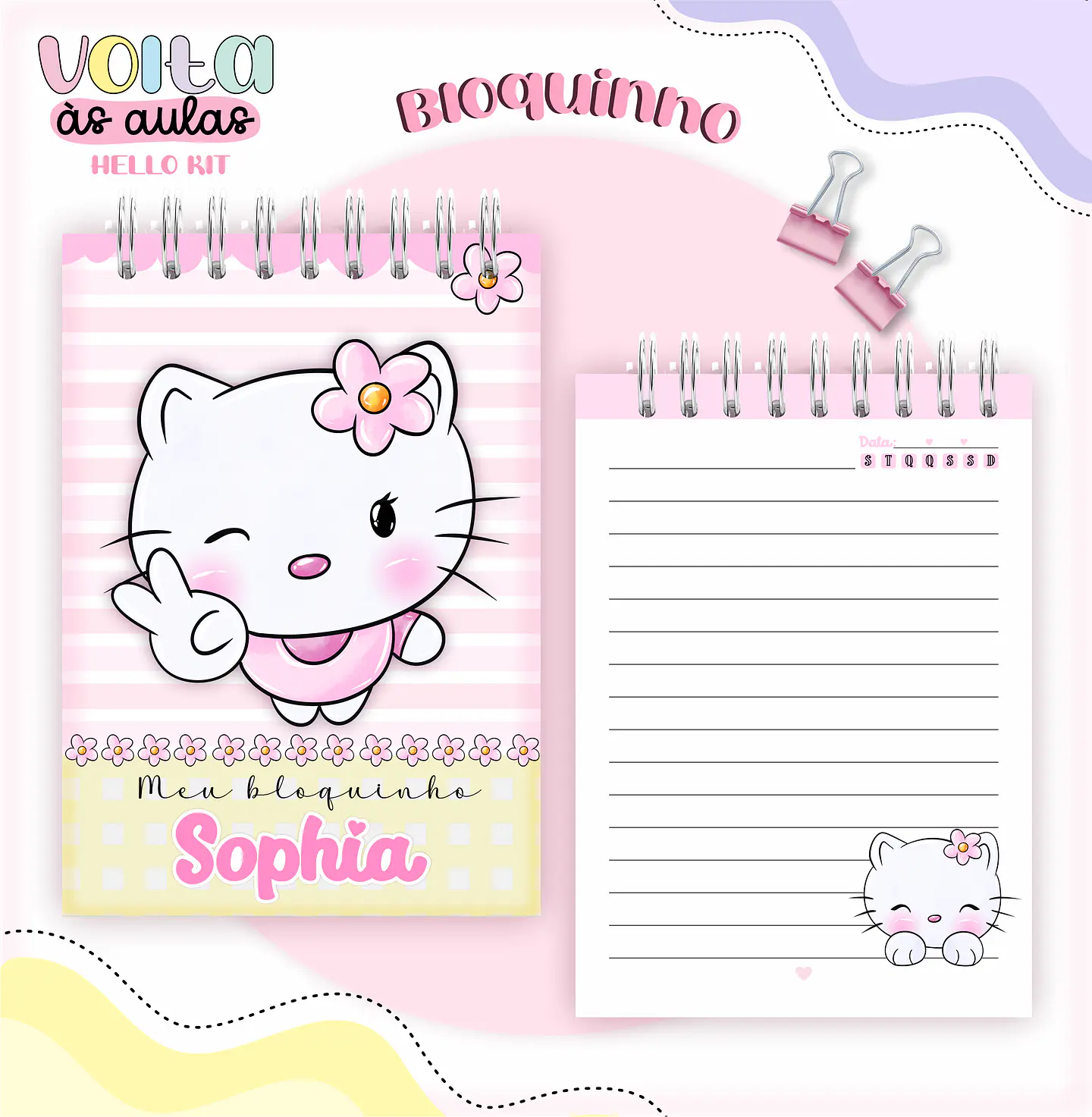 Arquivo encadernação kit escolar Hello Kit -  LINA CRIATIVA 11