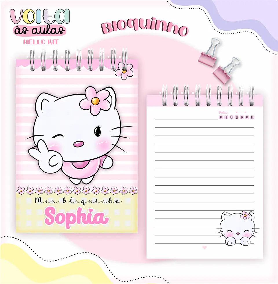 Arquivo encadernação kit escolar Hello Kit -  LINA CRIATIVA 11