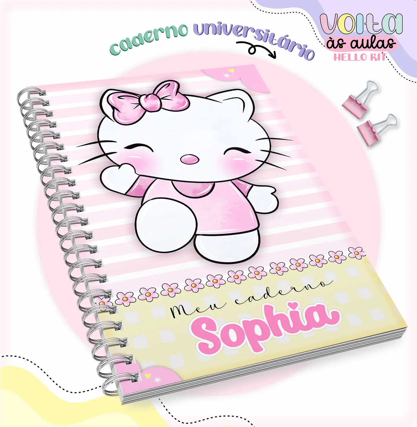 Arquivo encadernação kit escolar Hello Kit -  LINA CRIATIVA 12