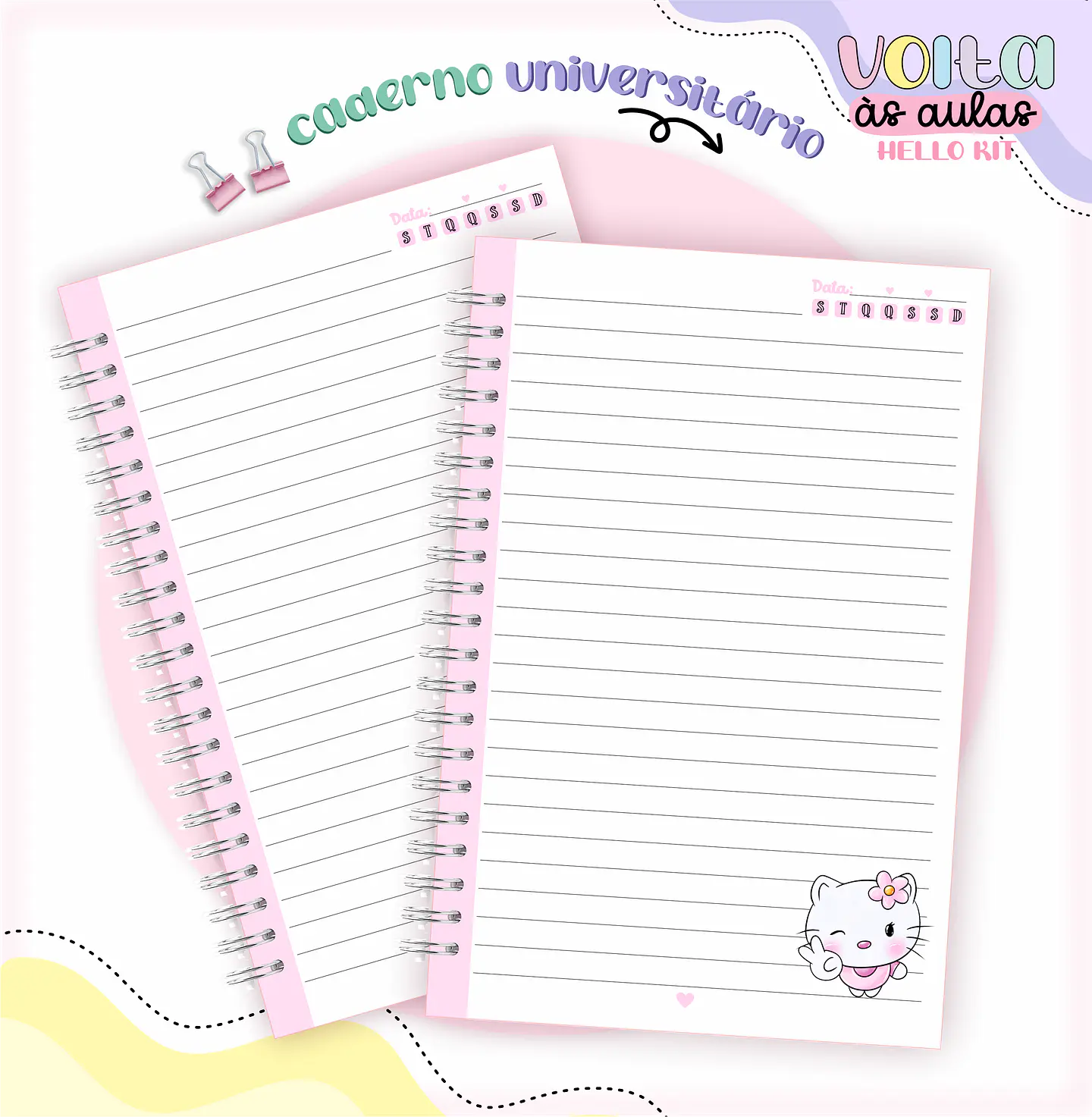 Arquivo encadernação kit escolar Hello Kit -  LINA CRIATIVA 13