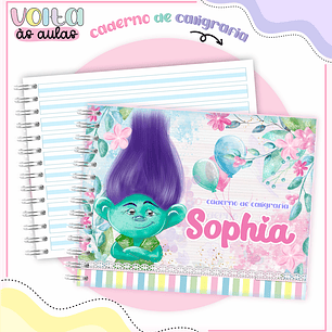 Arquivo encadernação kit escolar Trolls -  LINA CRIATIVA