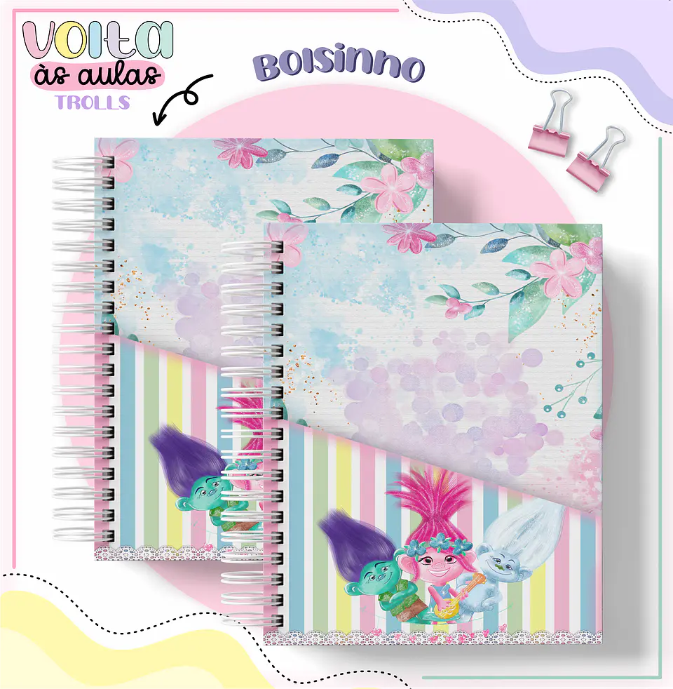 Arquivo encadernação kit escolar Trolls -  LINA CRIATIVA 4