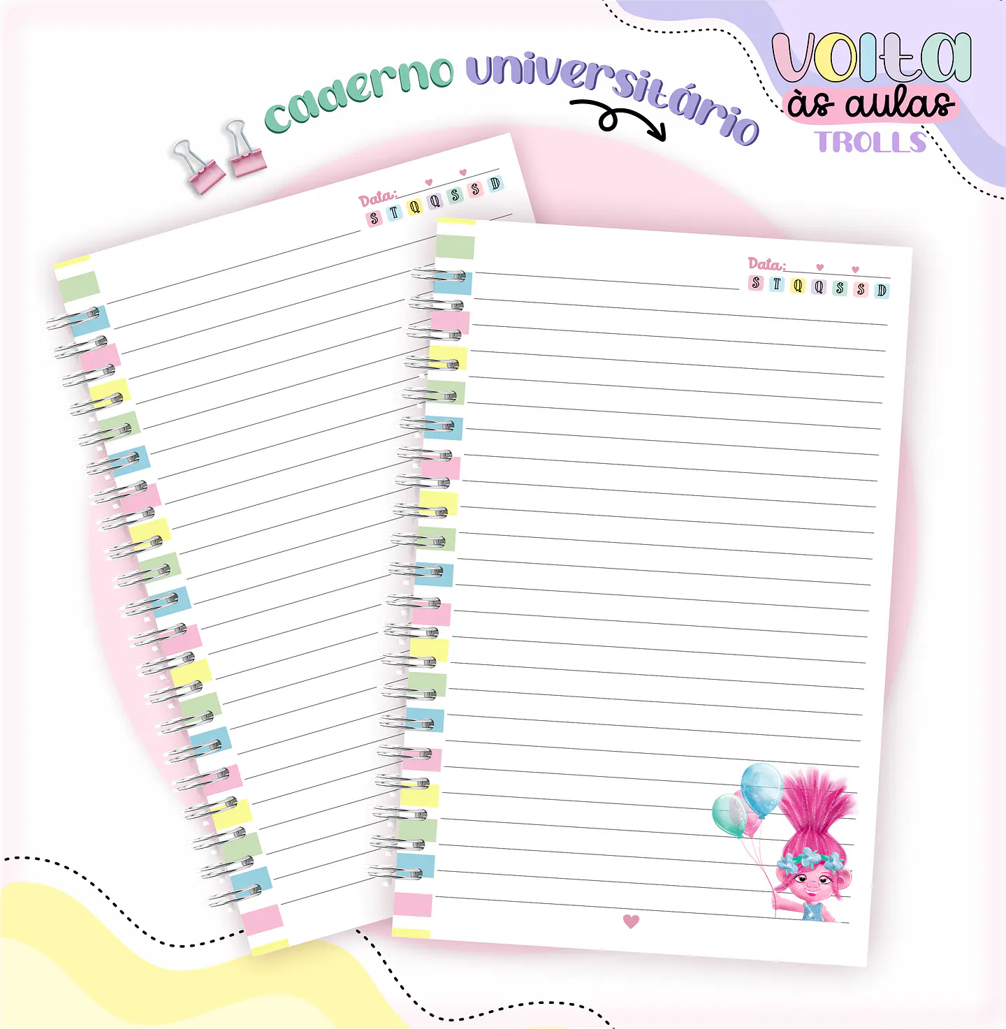 Arquivo encadernação kit escolar Trolls -  LINA CRIATIVA 13