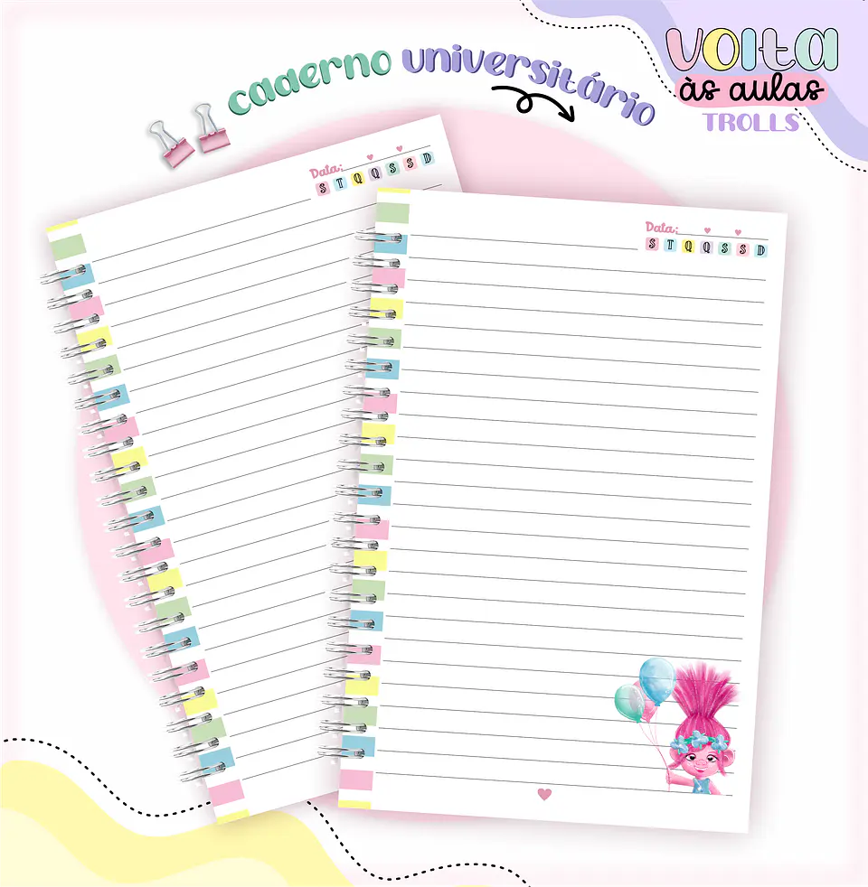 Arquivo encadernação kit escolar Trolls -  LINA CRIATIVA 13