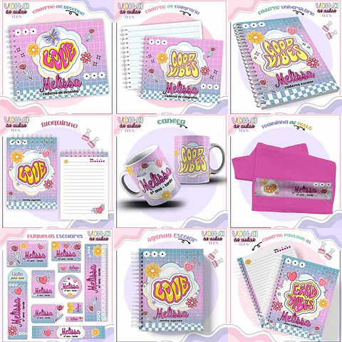 Arquivo encadernação kit escolar Teen Menina Groovy -  LINA CRIATIVA