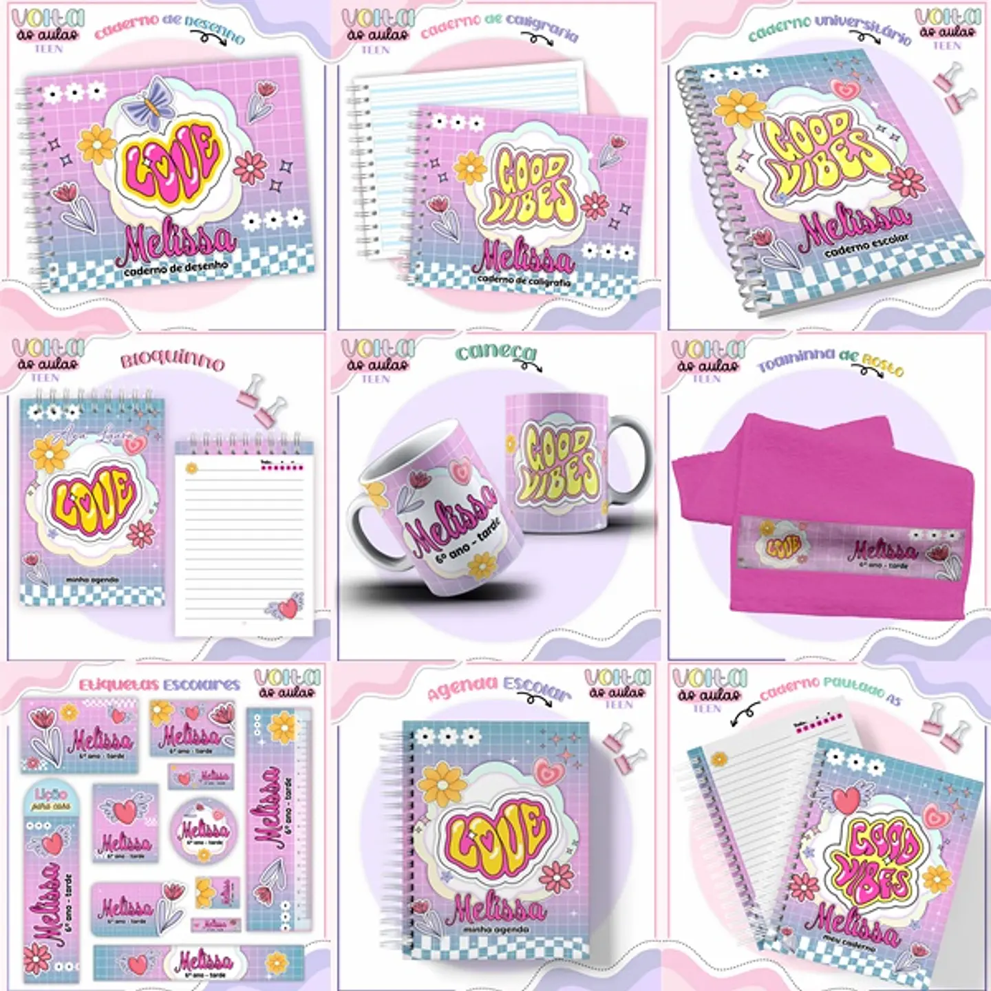 Arquivo encadernação kit escolar Teen Menina Groovy -  LINA CRIATIVA 1