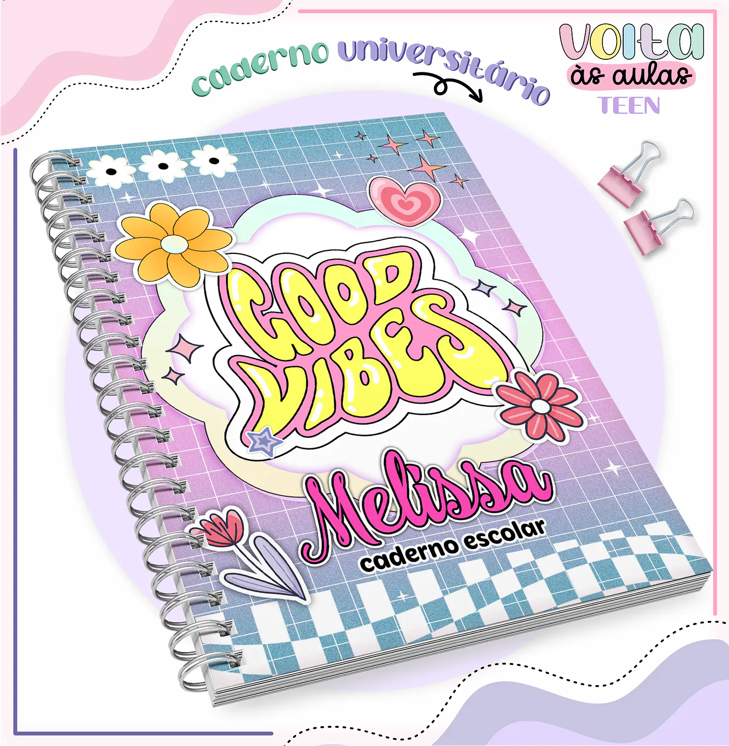 Arquivo encadernação kit escolar Teen Menina Groovy -  LINA CRIATIVA 5