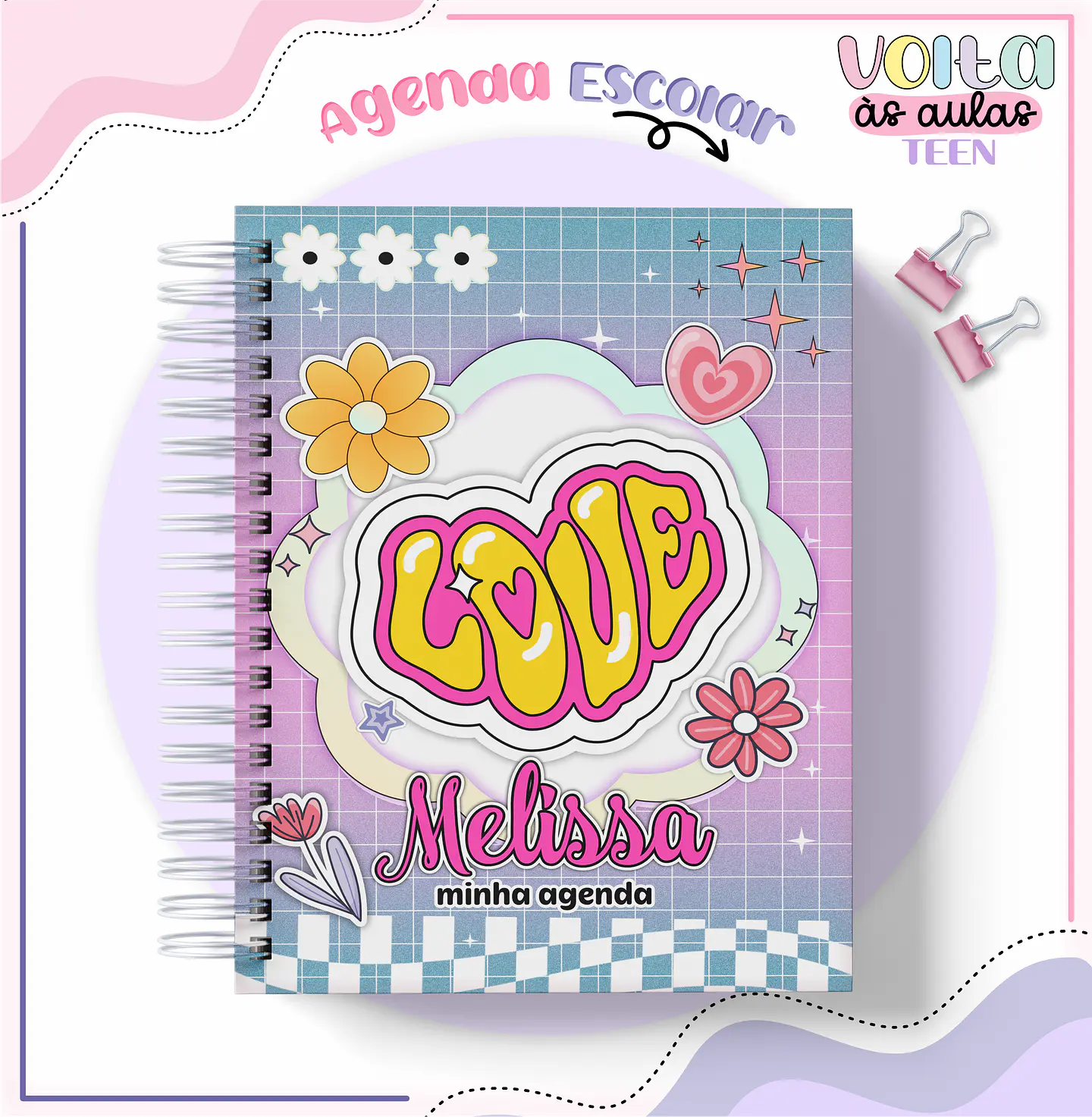 Arquivo encadernação kit escolar Teen Menina Groovy -  LINA CRIATIVA 8