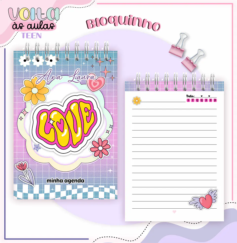 Arquivo encadernação kit escolar Teen Menina Groovy -  LINA CRIATIVA 13