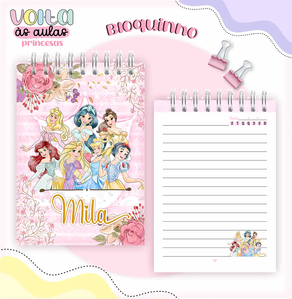 Arquivo encadernação kit escolar Princesas Disney -  LINA CRIATIVA 2