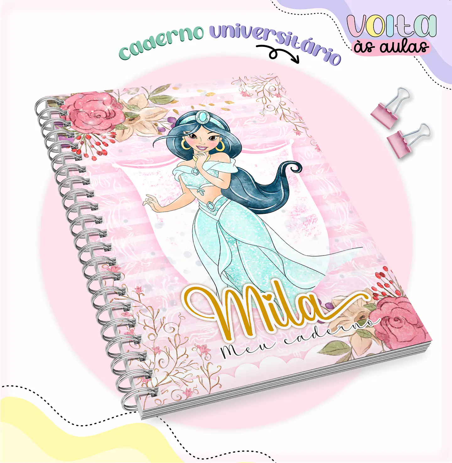 Arquivo encadernação kit escolar Princesas Disney -  LINA CRIATIVA 3
