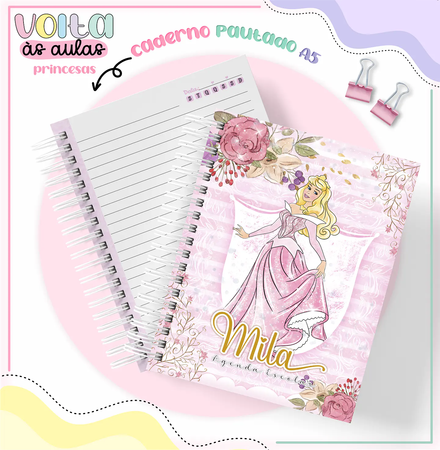 Arquivo encadernação kit escolar Princesas Disney -  LINA CRIATIVA 8