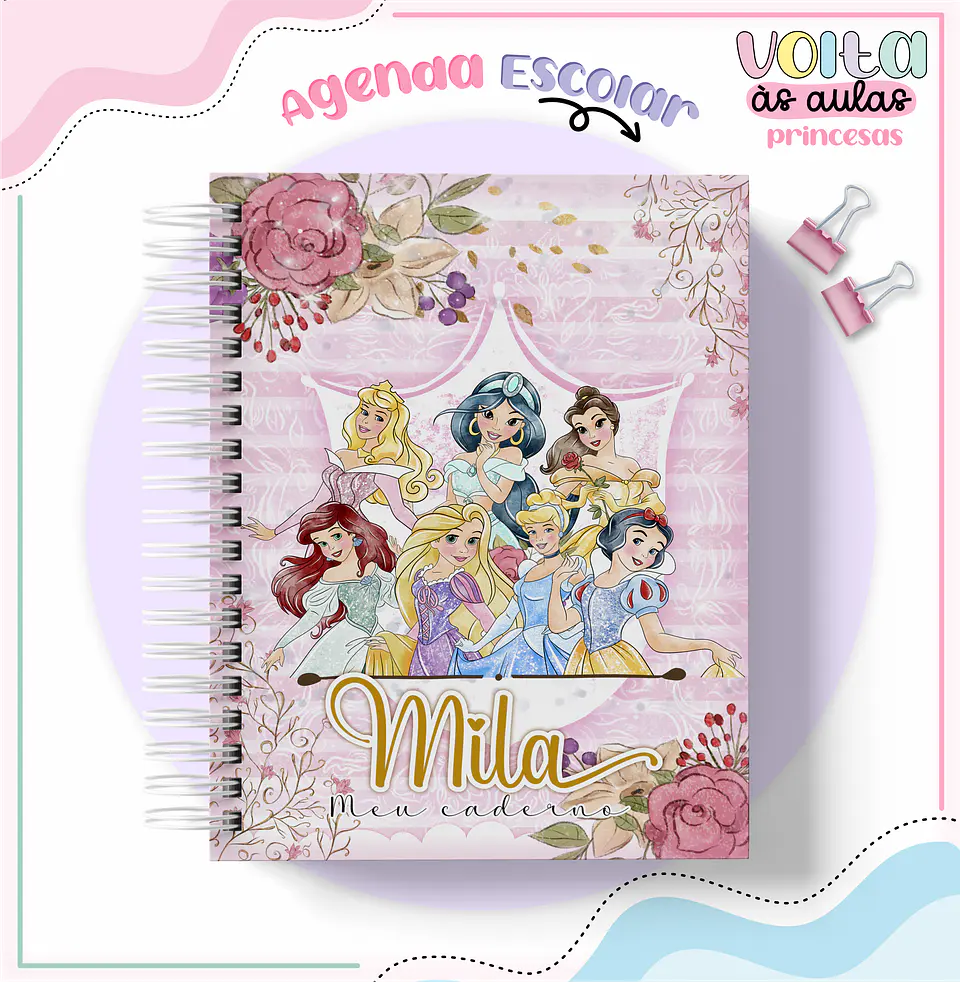 Arquivo encadernação kit escolar Princesas Disney -  LINA CRIATIVA 9