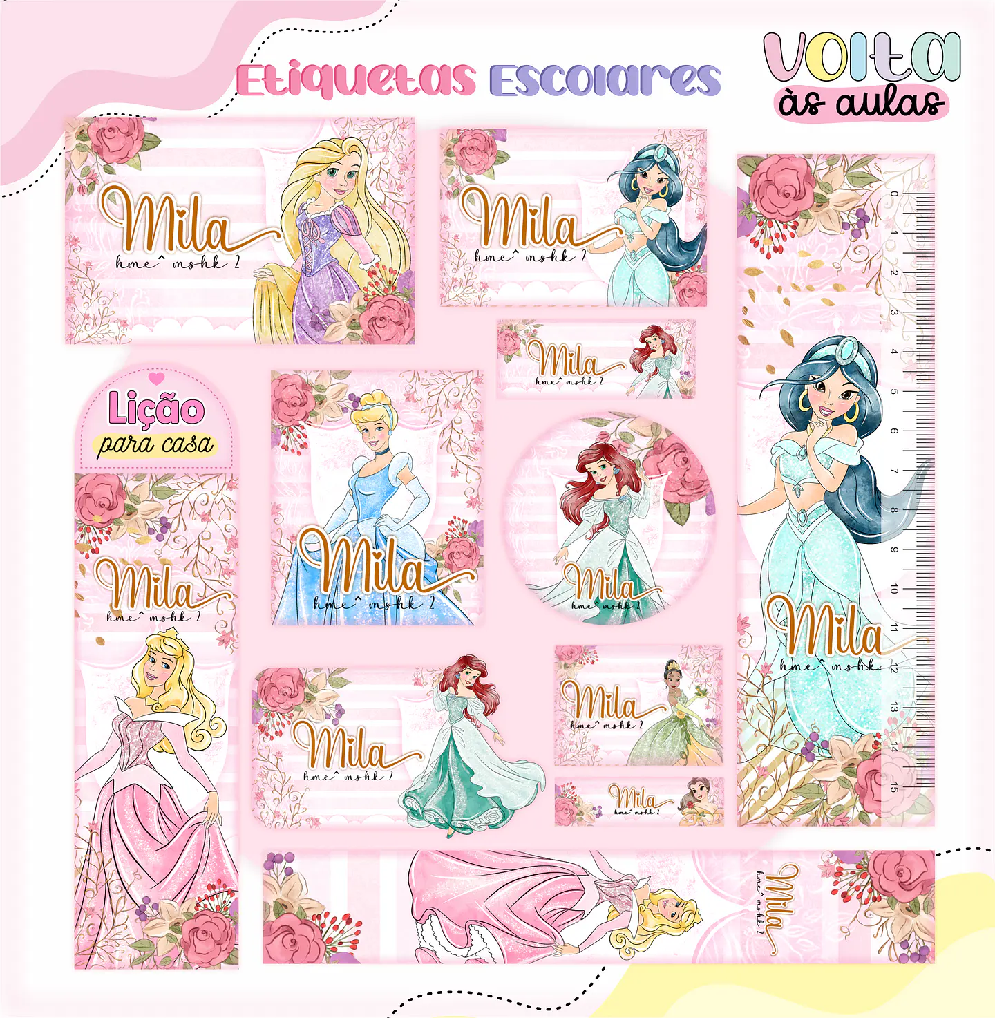 Arquivo encadernação kit escolar Princesas Disney -  LINA CRIATIVA 10