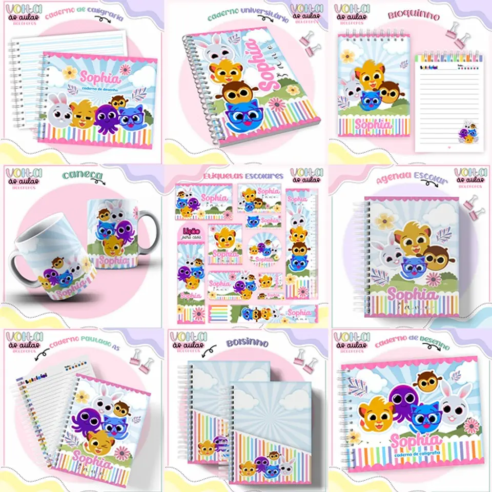 Arquivo encadernação kit escolar Bolofofos -  LINA CRIATIVA 1