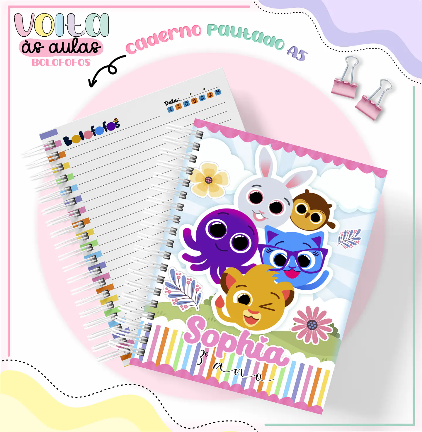 Arquivo encadernação kit escolar Bolofofos -  LINA CRIATIVA 4