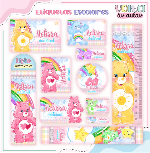 Arquivo Etiqueta Escolar Ursinhos Carinhos- LINA