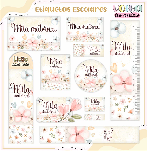 Arquivo Etiqueta Escolar Floral - LINA