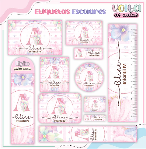 Arquivo Etiqueta Escolar Floral Alfabeto - LINA