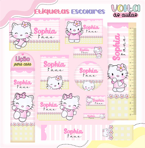 Arquivo Etiqueta Escolar Hello Kit - LINA