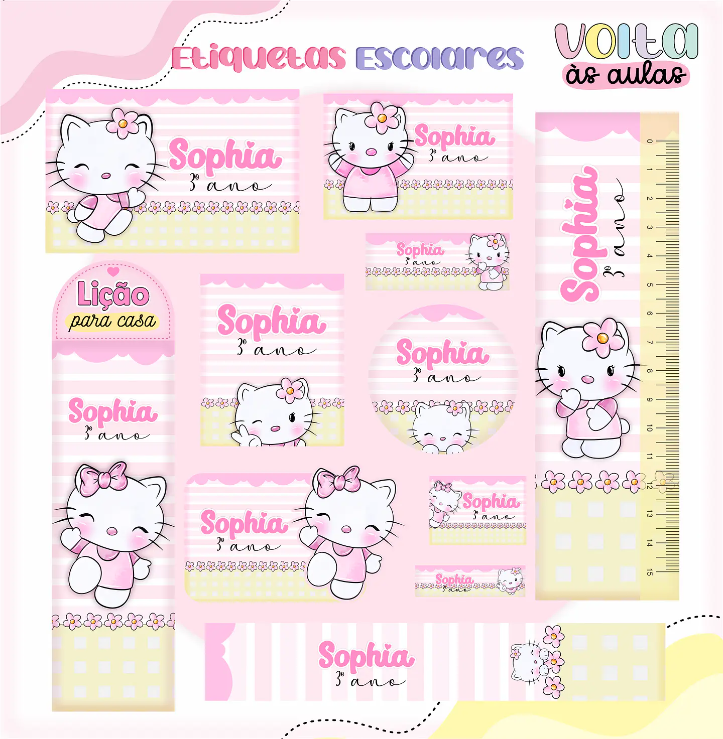 Arquivo Etiqueta Escolar Hello Kit - LINA 1