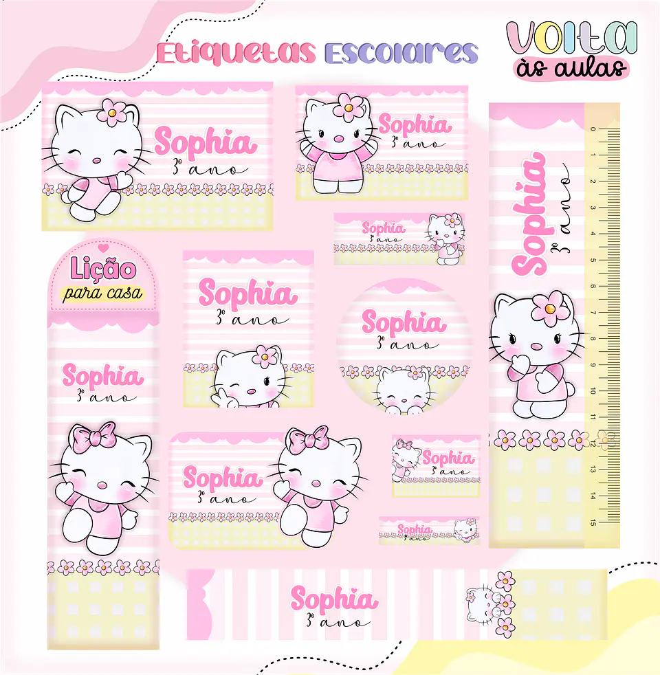 Arquivo Etiqueta Escolar Hello Kit - LINA 1