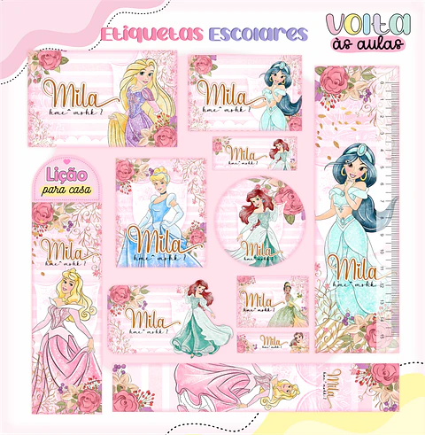 Arquivo Etiqueta Escolar Princesas Disney - LINA