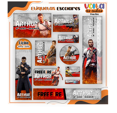 Arquivo Etiqueta Escolar Free Fire- LINA