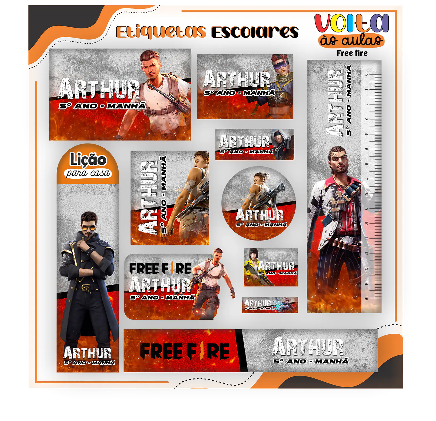 Arquivo Etiqueta Escolar Free Fire- LINA 1